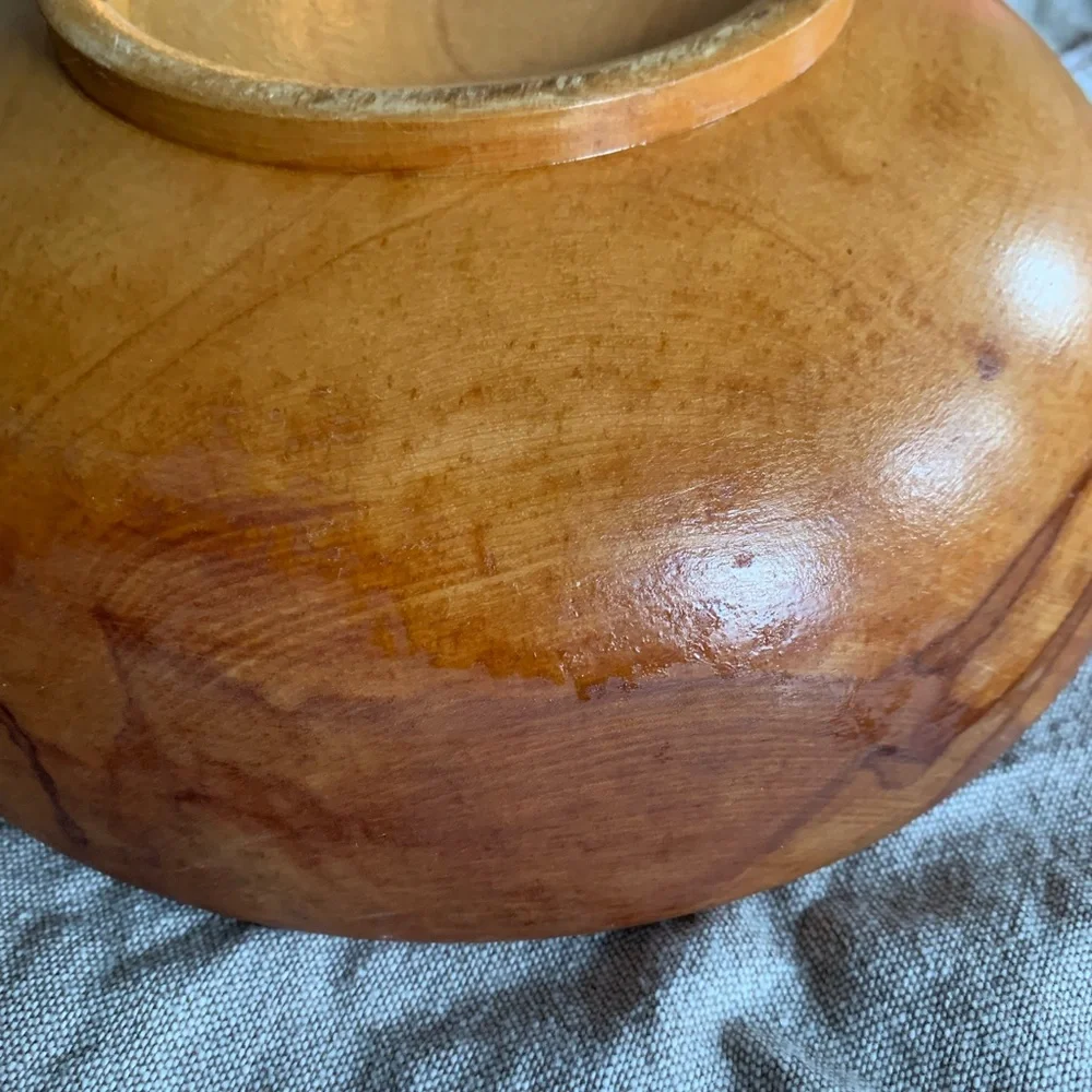 Vintage Wooden Bowl Primitive Rustic Unmarked
